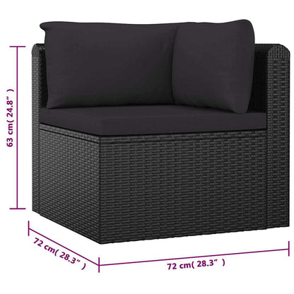 10 Piece Patio Lounge Set with Cushions Poly Rattan Black
