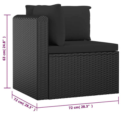 10 Piece Patio Lounge Set with Cushions Poly Rattan Black