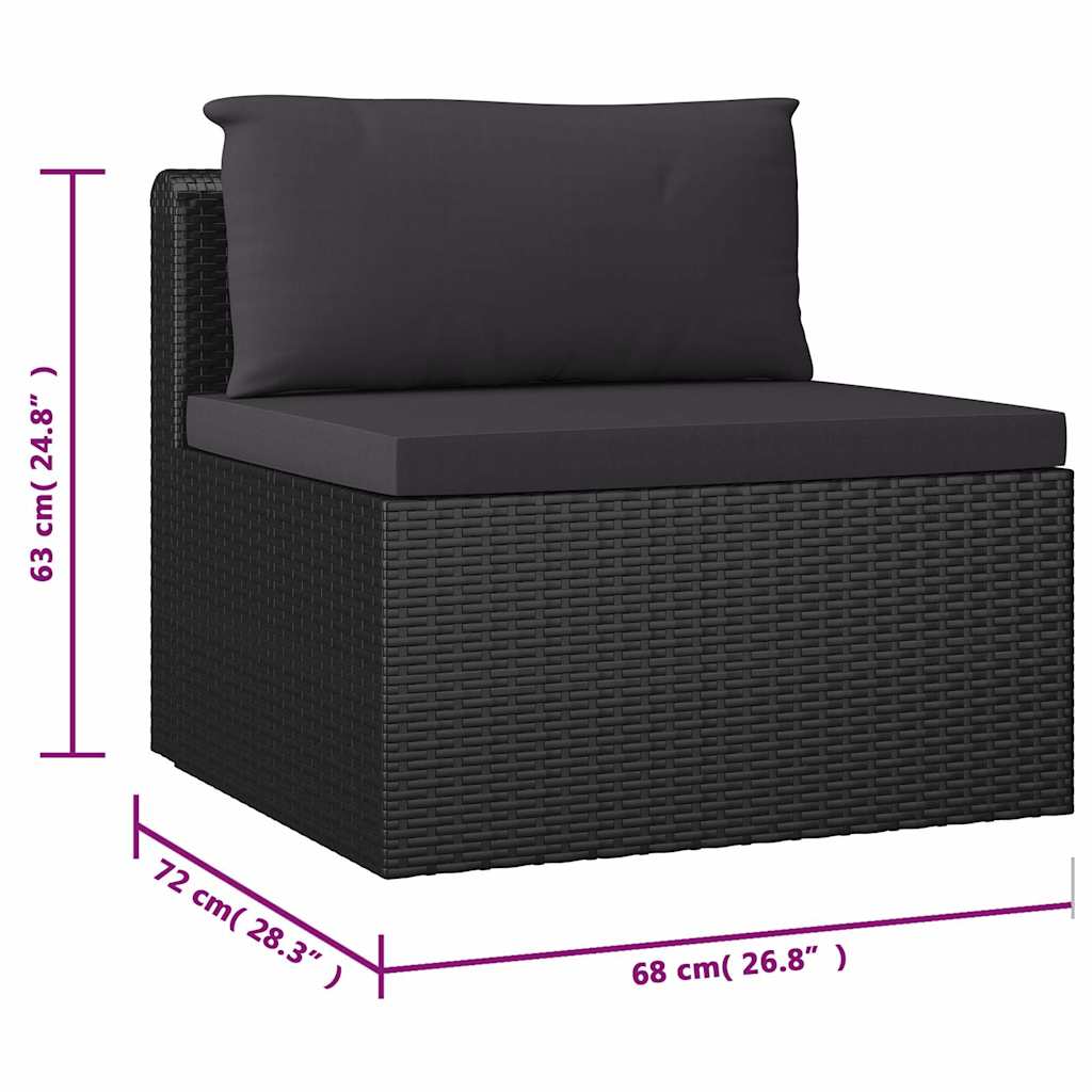 10 Piece Patio Lounge Set with Cushions Poly Rattan Black