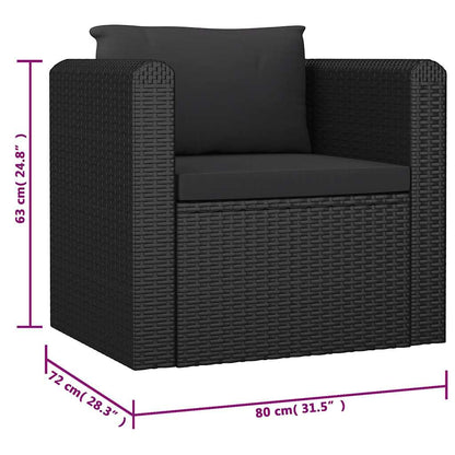 10 Piece Patio Lounge Set with Cushions Poly Rattan Black