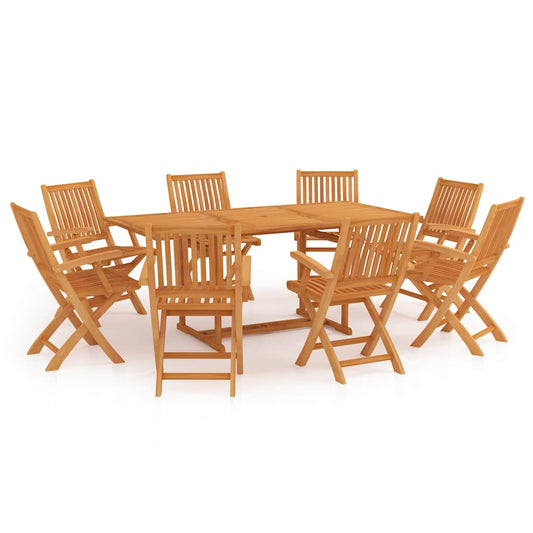9 Piece Garden Dining Set Solid Teak Wood