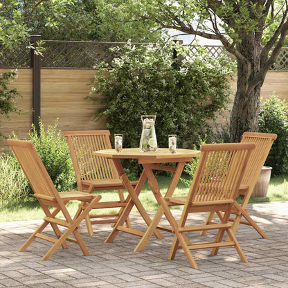 5 Piece Garden Dining Set Solid Teak Wood