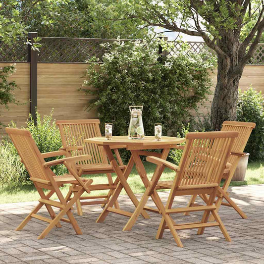5 Piece Garden Dining Set Solid Teak Wood