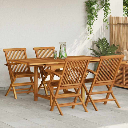 Garden Dining Set | Warm brown | Fine sanded teak hardwood | Foldable