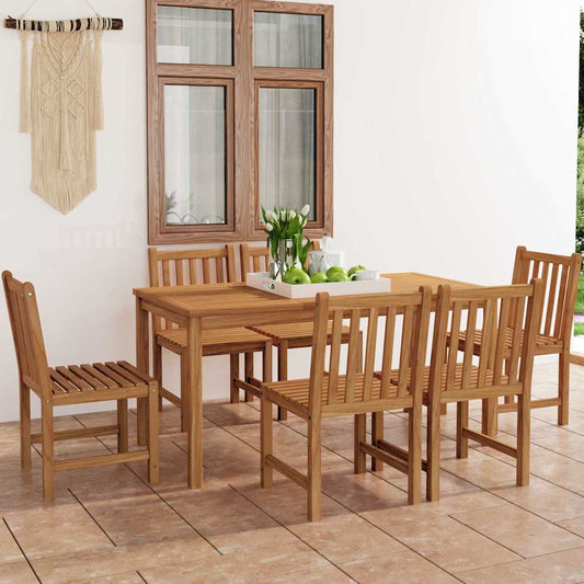 7 Piece Garden Dining Set 160x80 cm Solid Teak Wood
