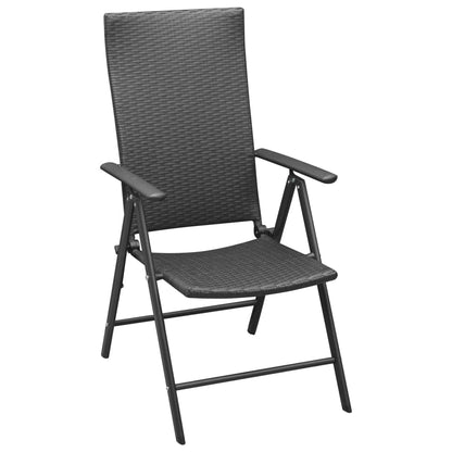 Dining Set | Black and Brown | PE rattan, WPC, Aluminium | Compact