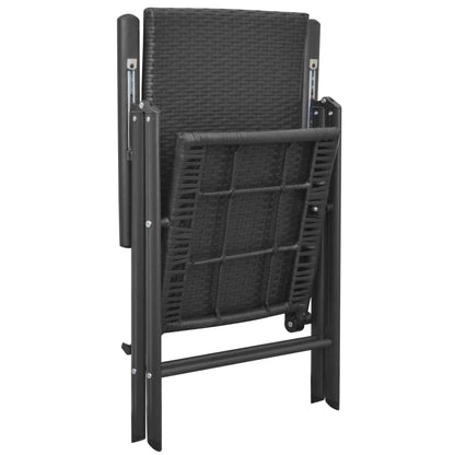 Dining Set | Black and Brown | PE rattan, WPC, Aluminium | Compact
