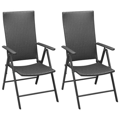 Dining Set | Black | Aluminium, PE Rattan, WPC | Medium | Foldable