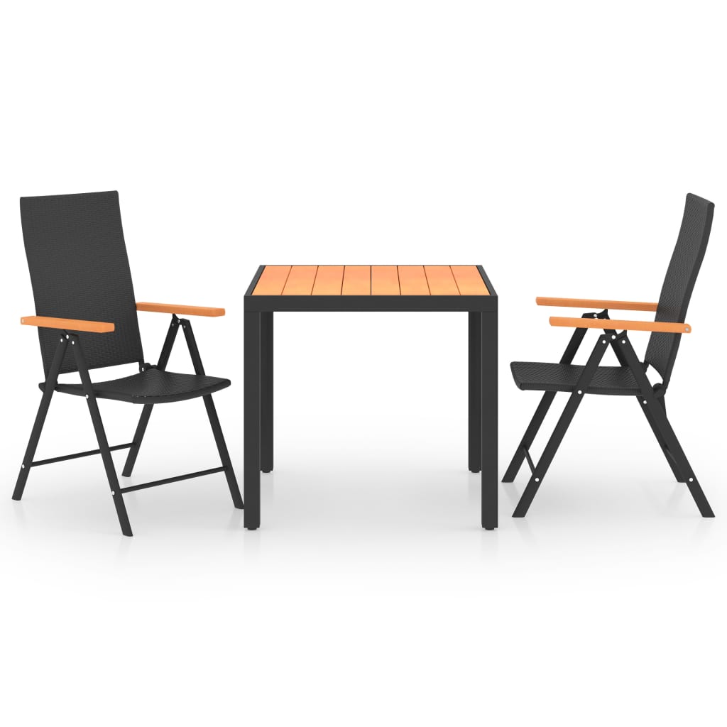 Dining Set | Black and Brown | PE Rattan, WPC, Aluminium | Medium