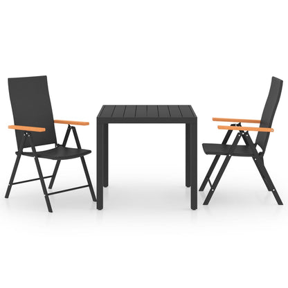 Dining Set | Black, Brown | PE rattan, WPC, aluminium | Small