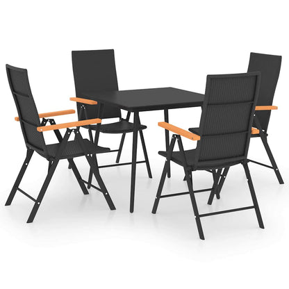 5 Piece Patio Dining Set Black and Brown