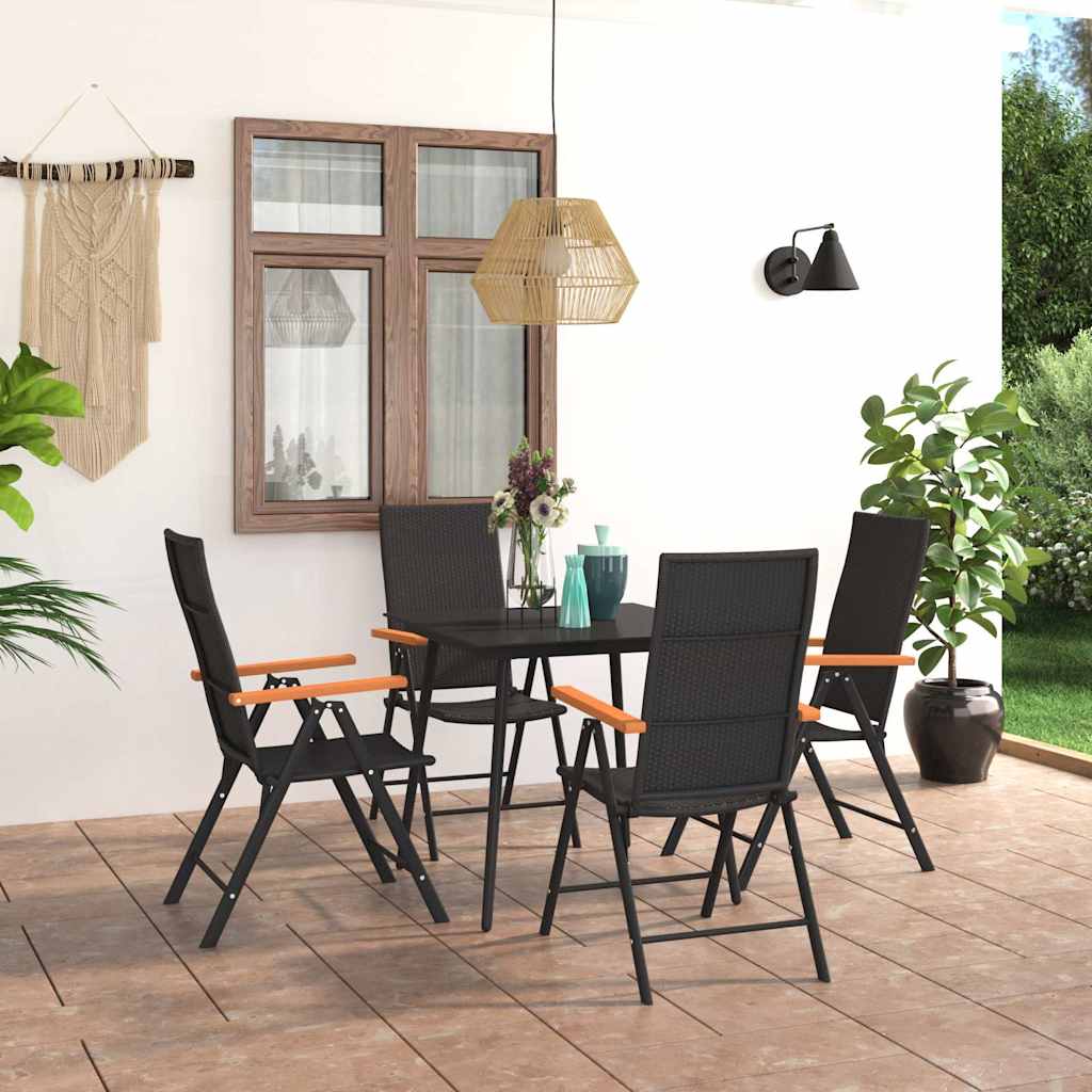 5 Piece Patio Dining Set Black and Brown