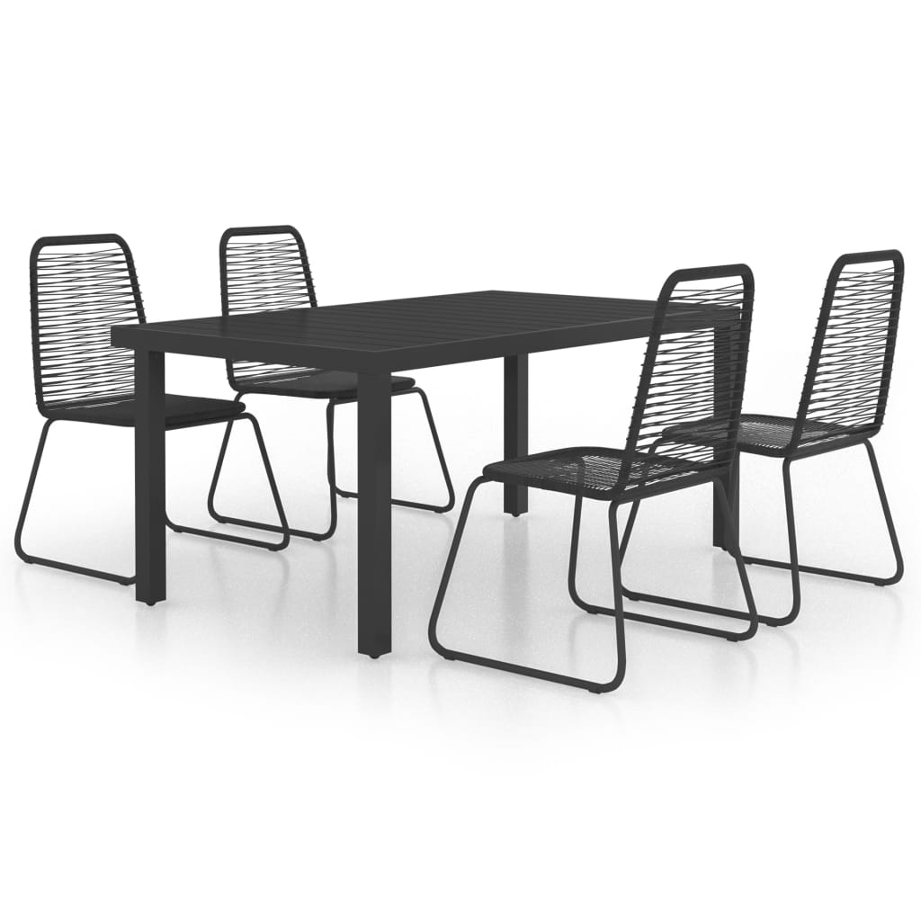 Dining Set | Black | PVC Rattan, Powder-Coated Steel, Aluminium, WPC