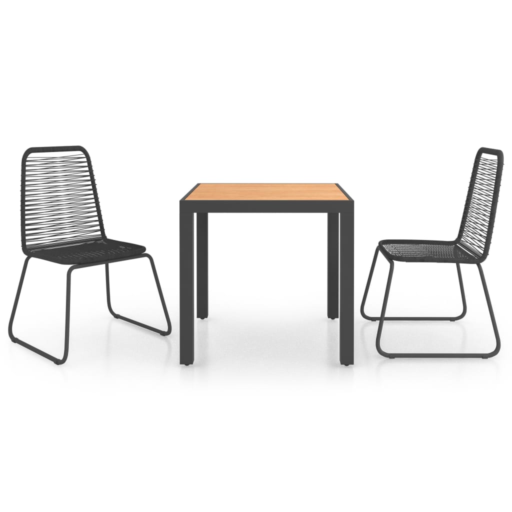 Dining Set | Black and Brown | PVC Rattan | Compact | Lightweight