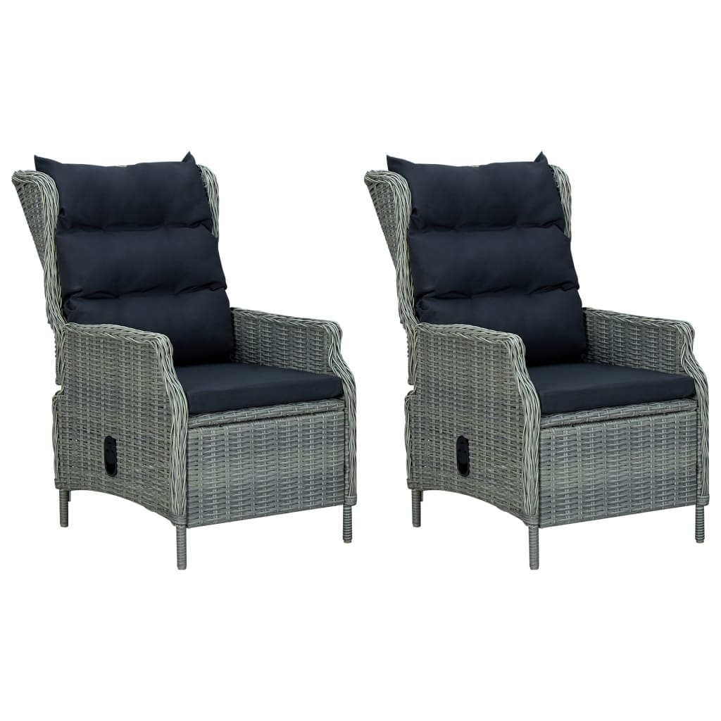 3 Piece Patio Lounge Set with Cushions Poly Rattan Light Gray