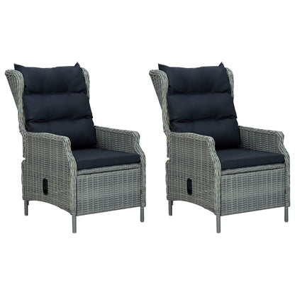3 Piece Patio Lounge Set with Cushions Poly Rattan Light Gray