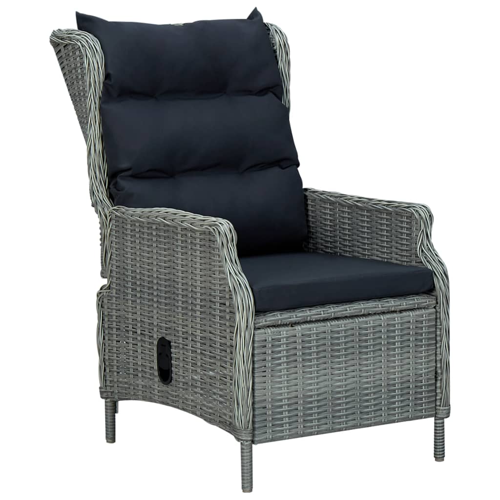 3 Piece Patio Lounge Set with Cushions Poly Rattan Light Gray