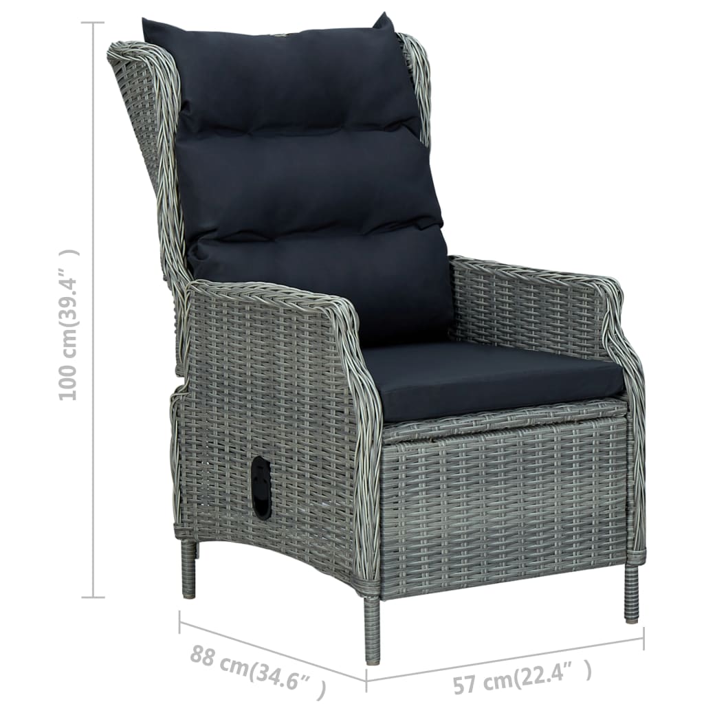 3 Piece Patio Lounge Set with Cushions Poly Rattan Light Gray