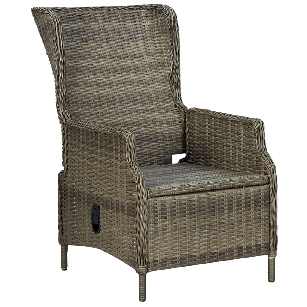 3 Piece Patio Lounge Set with Cushions Poly Rattan Brown