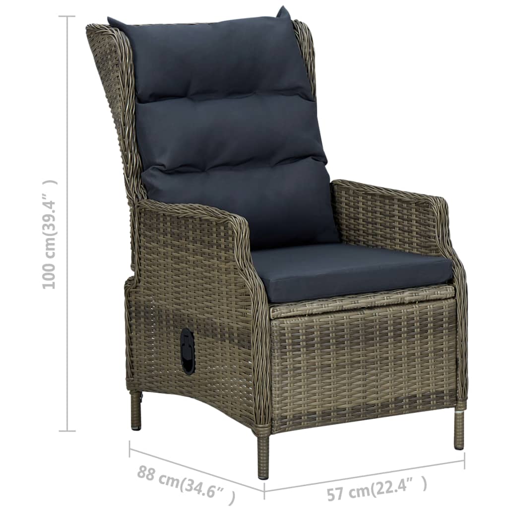 3 Piece Patio Lounge Set with Cushions Poly Rattan Brown