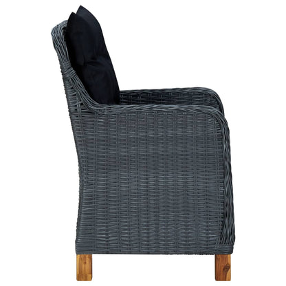 9 Piece Patio Dining Set with Cushions Poly Rattan Dark Gray
