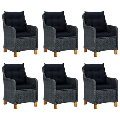 9 Piece Patio Dining Set with Cushions Poly Rattan Dark Gray