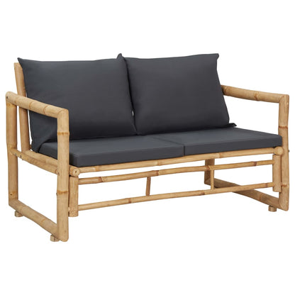 4 Piece Patio Lounge Set with Cushions Bamboo