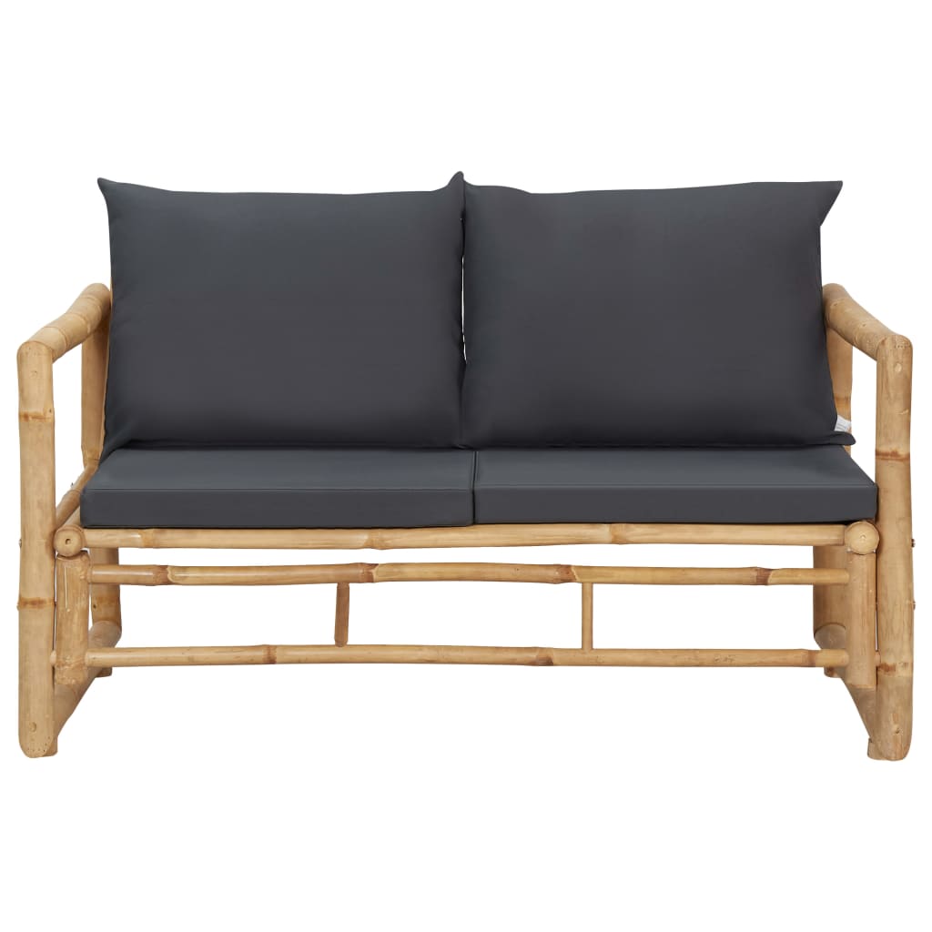 4 Piece Patio Lounge Set with Cushions Bamboo