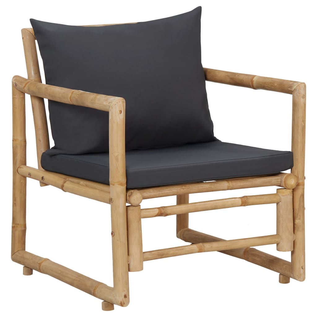 4 Piece Patio Lounge Set with Cushions Bamboo