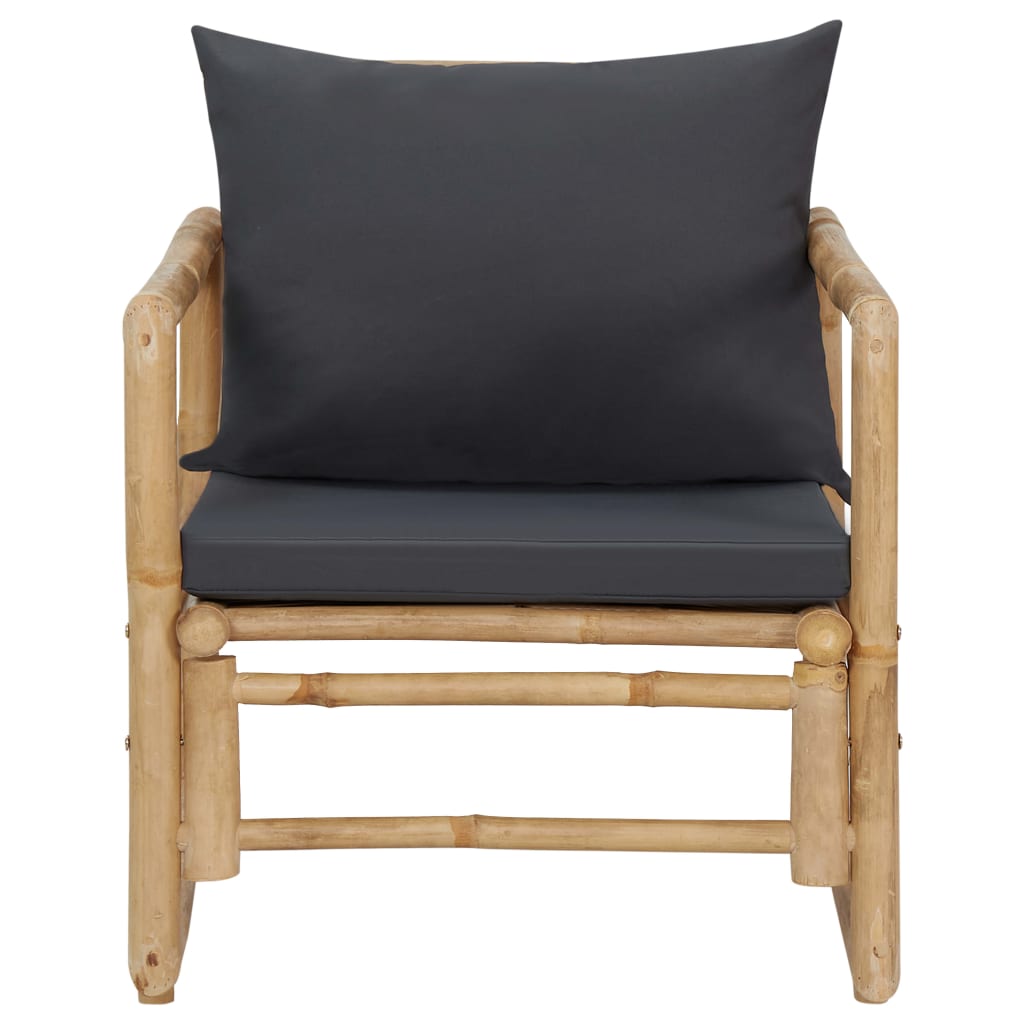 4 Piece Patio Lounge Set with Cushions Bamboo