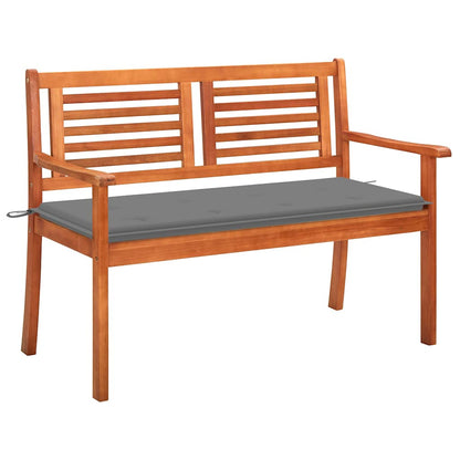 2-Seater Patio Bench with Cushion 47.2" Solid Eucalyptus Wood