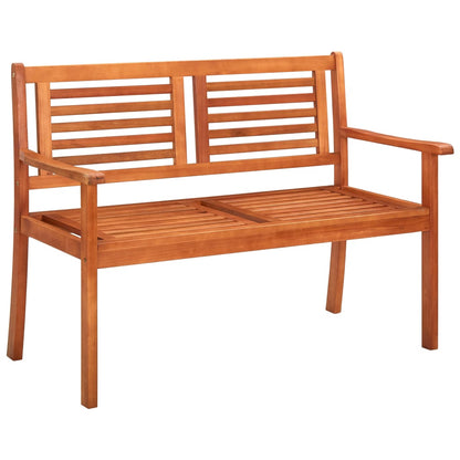 2-Seater Patio Bench with Cushion 47.2" Solid Eucalyptus Wood