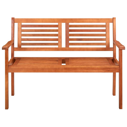 2-Seater Patio Bench with Cushion 47.2" Solid Eucalyptus Wood