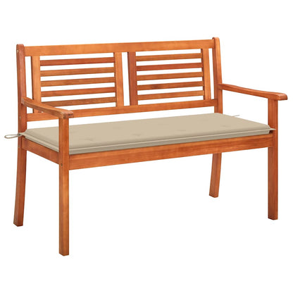 2-Seater Patio Bench with Cushion 47.2" Solid Eucalyptus Wood