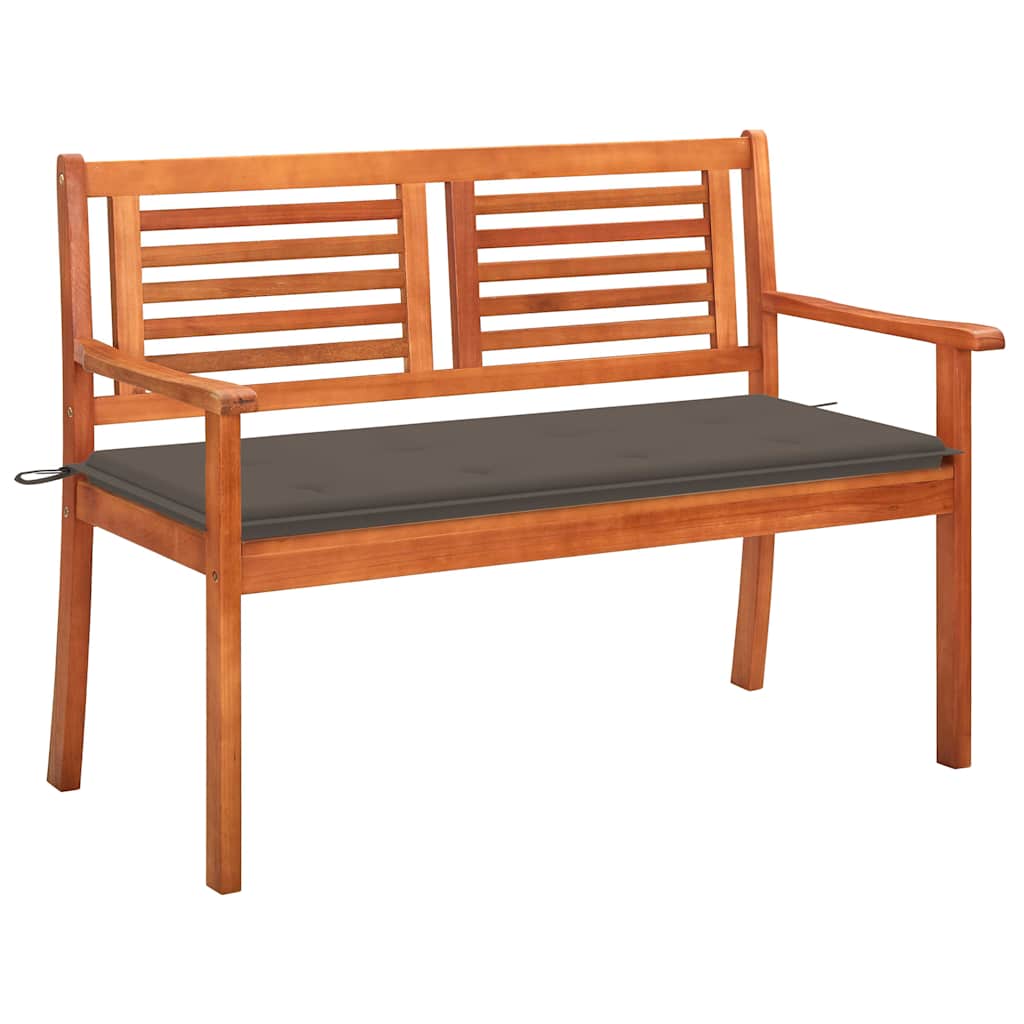 2-Seater Patio Bench with Cushion 44.1" Solid Eucalyptus Wood