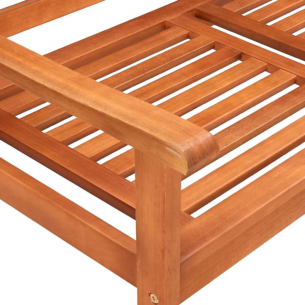 2-Seater Patio Bench with Cushion 44.1" Solid Eucalyptus Wood