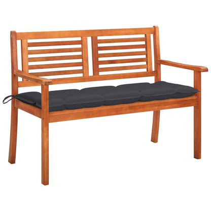 2-Seater Patio Bench with Cushion 47.2" Solid Eucalyptus Wood