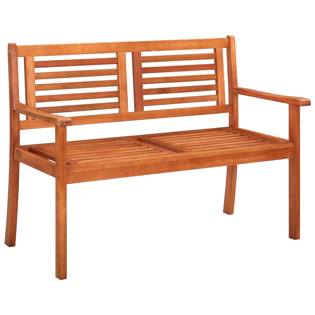 2-Seater Patio Bench with Cushion 47.2" Solid Eucalyptus Wood