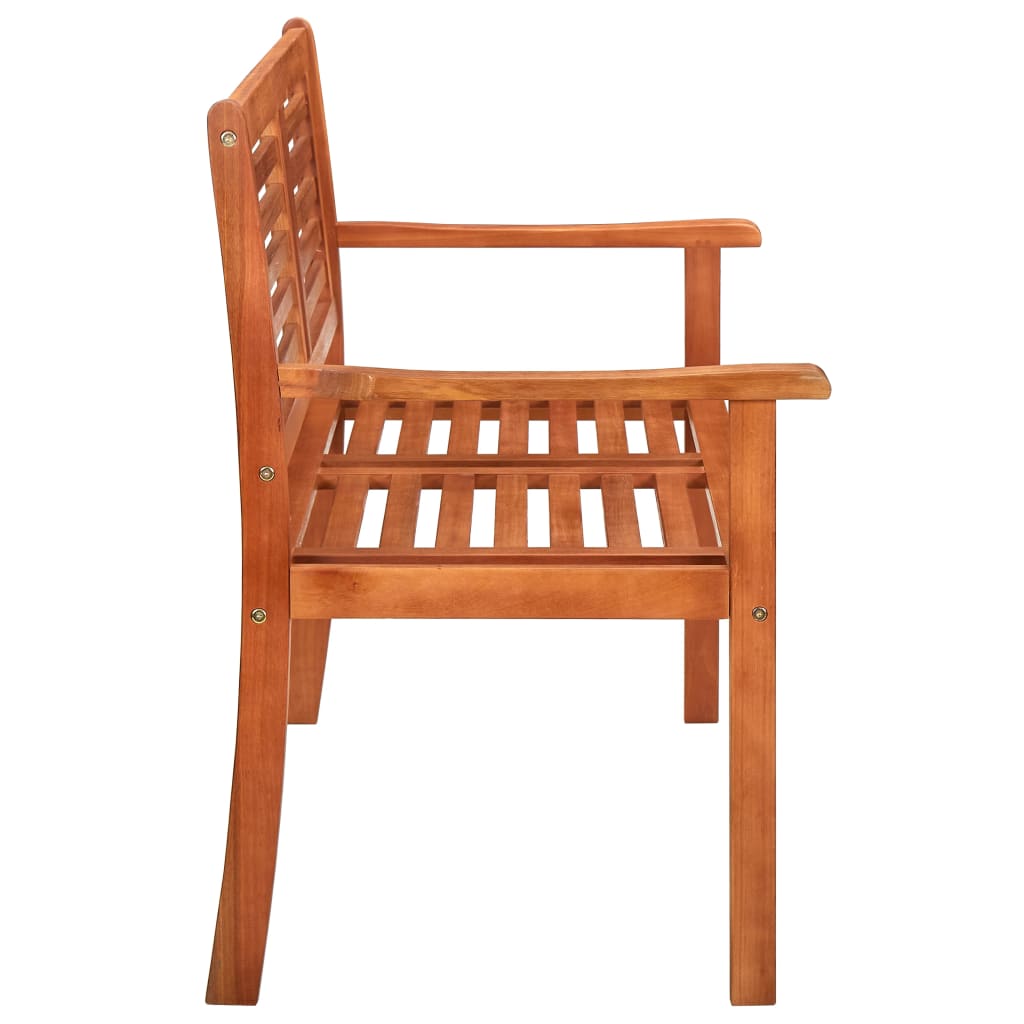 2-Seater Patio Bench with Cushion 47.2" Solid Eucalyptus Wood