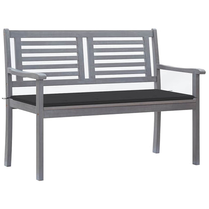 2-Seater Patio Bench with Cushion 47.2" Gray Eucalyptus Wood