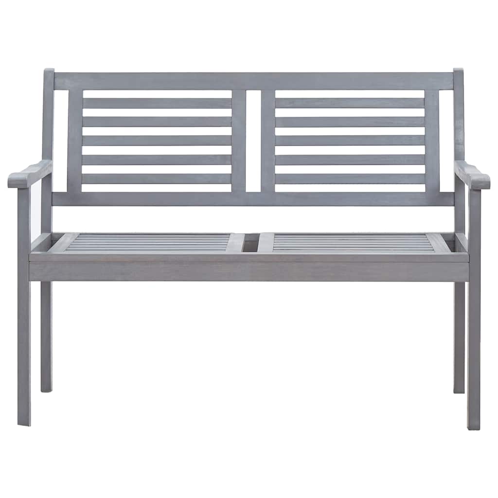 2-Seater Patio Bench with Cushion 47.2" Gray Eucalyptus Wood