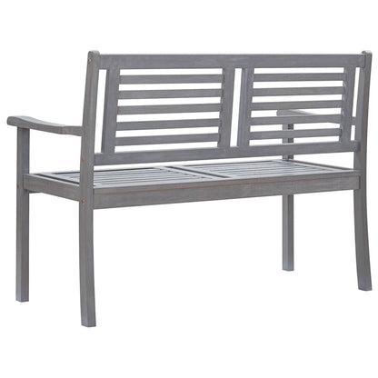 2-Seater Patio Bench with Cushion 47.2" Gray Eucalyptus Wood