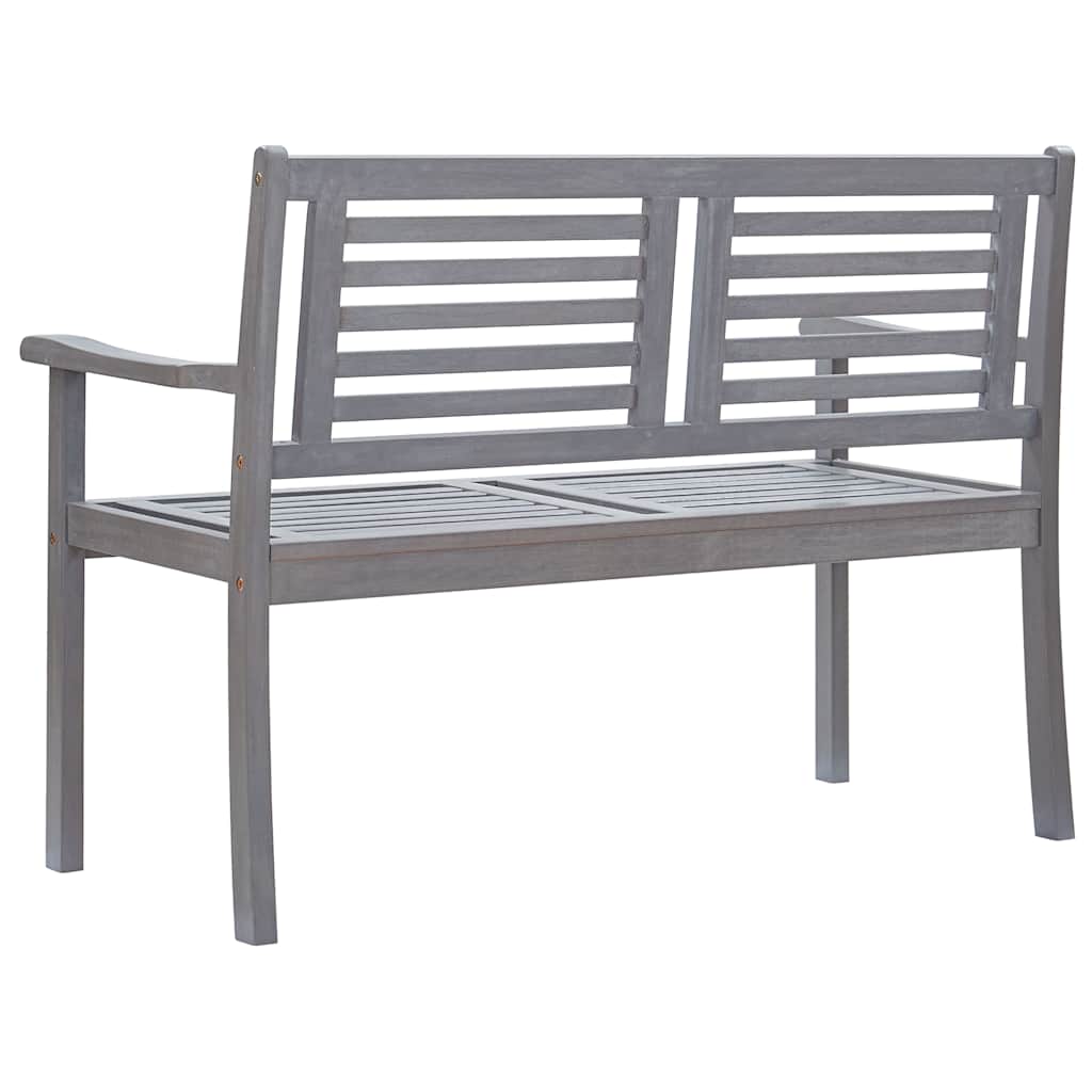 2-Seater Patio Bench with Cushion 47.2" Gray Eucalyptus Wood