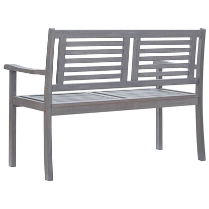 2-Seater Patio Bench with Cushion 47.2" Gray Eucalyptus Wood