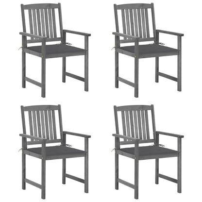 Patio Chairs with Cushions 4 pcs Gray Solid Acacia Wood