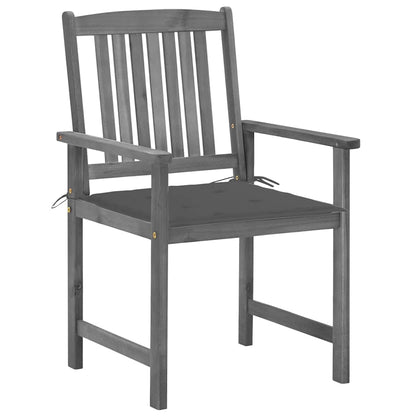 Patio Chairs with Cushions 4 pcs Gray Solid Acacia Wood