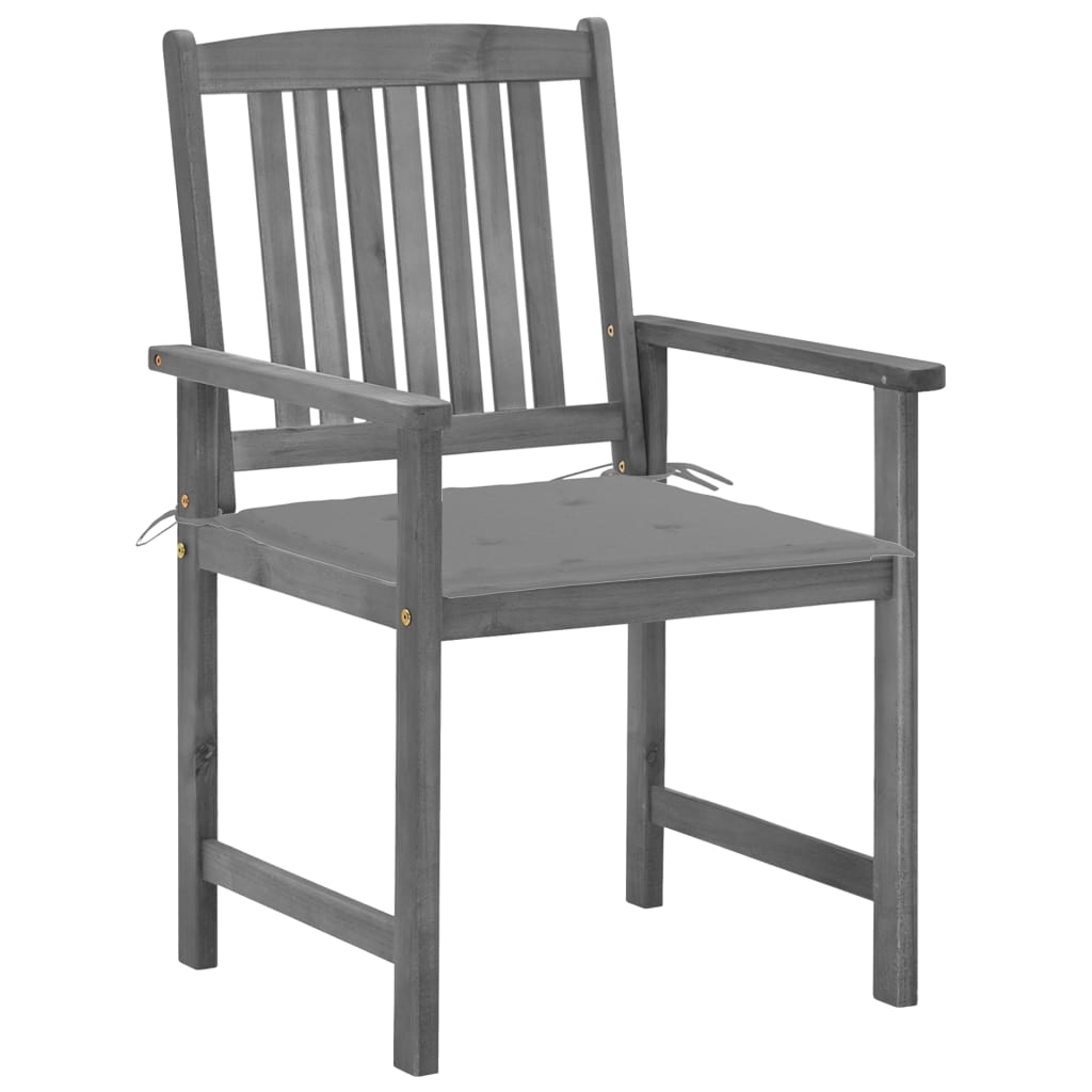 Patio Chairs with Cushions 4 pcs Gray Solid Acacia Wood