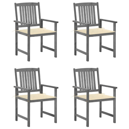 Patio Chairs with Cushions 4 pcs Gray Solid Acacia Wood