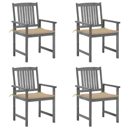 Patio Chairs with Cushions 4 pcs Gray Solid Acacia Wood