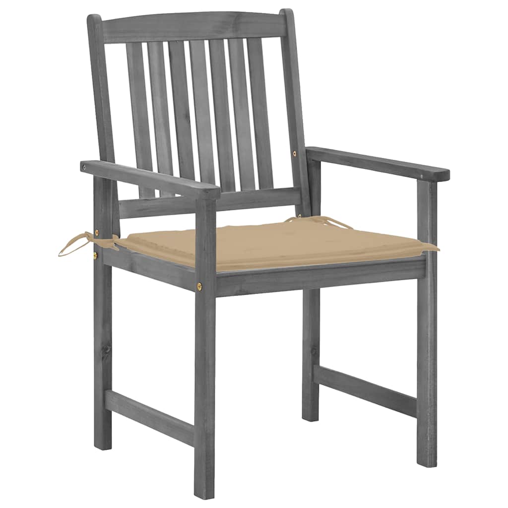 Patio Chairs with Cushions 4 pcs Gray Solid Acacia Wood